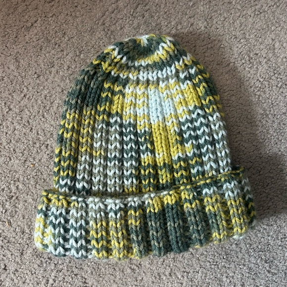 Kids' Green and Yellow Knit Beanie - Picture 3 of 5